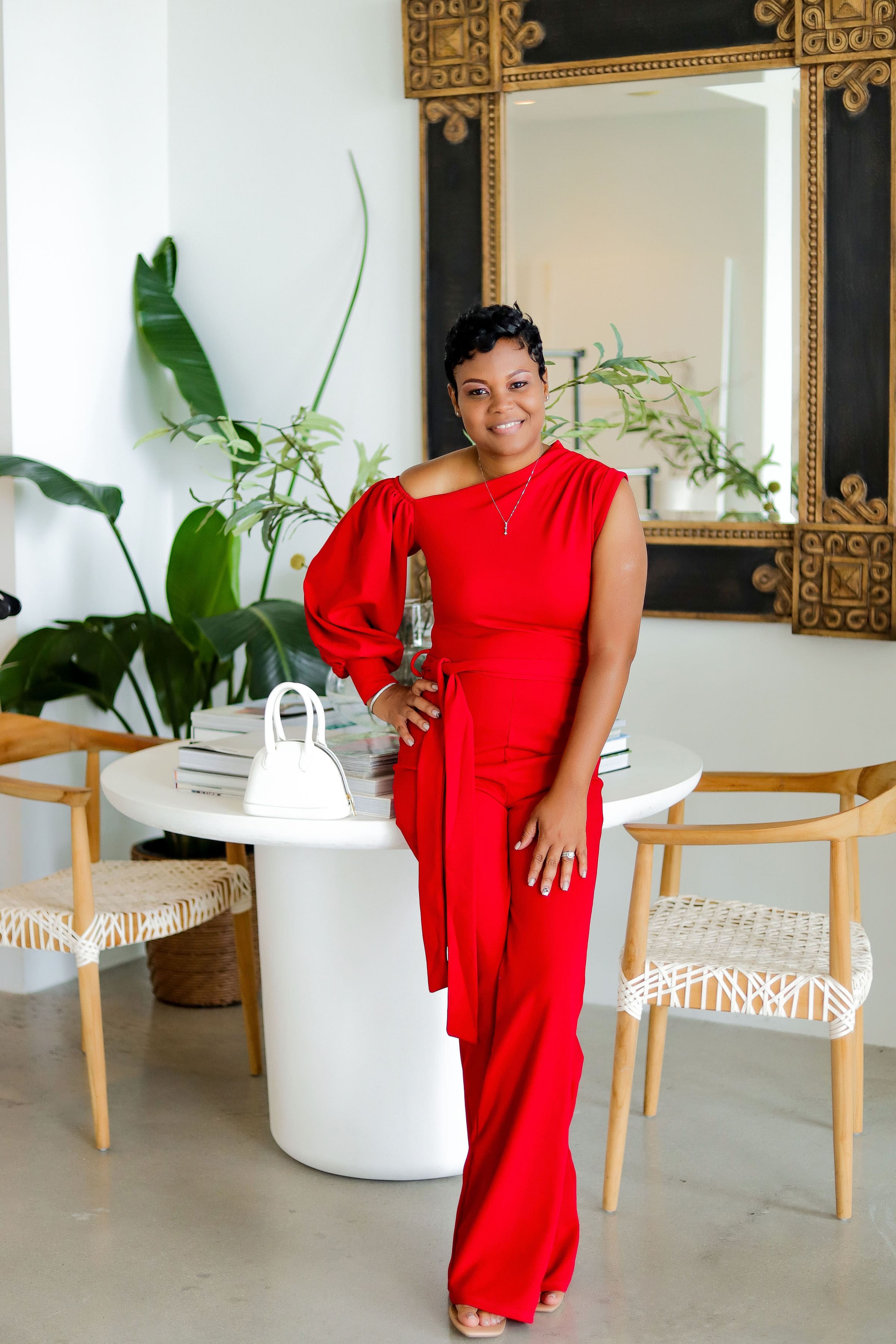 red jumpsuit dress ME+EM Fluid Velour Halterneck Women Jumpsuit